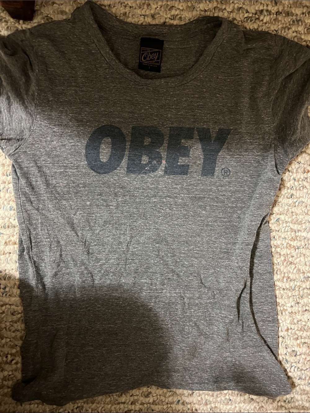 Obey Women's Charcoal Gray Logo Tee